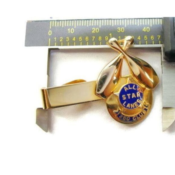 Bowling All Star Lanes 250 Club Tie Clip Necktie Dress Suit Men Vintage - Picture 5 of 8